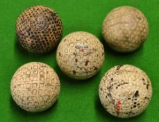 Selection of bramble and mesh pattern rubber core golf balls (5) to incl Springvale Eagle bramble,