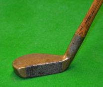 ZoZo small brass mallet head putter with metal face insert stamped J.P Cochranes Edinburgh