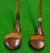 2x striped top persimmon drivers incl R Simpson small head stamped Wagle & Co Bombay to the shaft