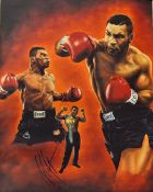 Mike Tyson Signed Boxing Glove and Print a 12oz replica glove signed in black ink, t/w a montage