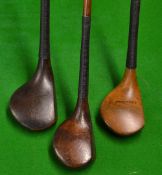 3x various scare neck woods to incl Wm Park spoon, J A Steer driver and J Robinson driver