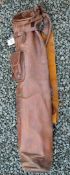 Full leather pencil golf club bag complete with ball pocket, and webbing strap and to leather golf