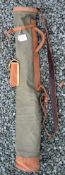 Leather and canvas pencil golf club bag with leather ball pocket, and shoulder strap (G)