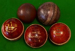 Collection of 5 various cricket balls to include 2 unused 