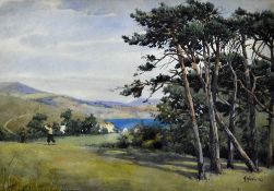 Hardie, A - GOLFER AND CADDIE - COASTAL GOLFING SCENE - watercolour signed A Hardie '21 - image 9.25