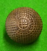 Cochrane Pat square mesh guttie golf ball - devoid of paint , 2 faint strike marks - good round