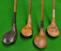 4x assorted small headed woods to incl J Shanks lofted driver, W Tedder persimmon driver, E.