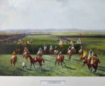 Grand National 1927 Colour Print by G. Earle 19/20th Century depicting a racing scene mounted framed