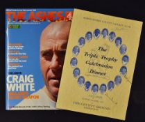 1995 Warwickshire CCC Signed Dinner Menu 'The Triple Trophy Celebration Dinner', dated 10 April at