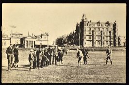 Tom Morris St Andrews golfing postcard - depicting Old Tom on the first fairway similar to lot 820