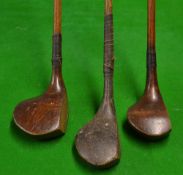 3x various woods to incl Gibson Westward Ho small brassie, large Wm Reith driver and scare neck