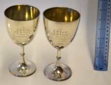 Fine pair of 1884 Scottish Lawn Tennis Doubles Championship silver trophies - comprising 2