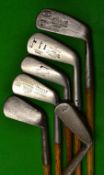 6x various long irons and jiggers - maskers incl Tom Stewart, Forgan Gold Medal, F H Ayres ,