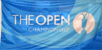 Huge Open Golf Championship flag- two tone blue c/w white lanyard rope - overall 35