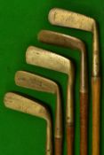 5x various brass putters to incl a Accurate bent gooseneck, Ferguson Prestwick, a Gem model and