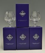 1995 Warwickshire C.C.C. Centenary Season Brandy Glasses engraved 'Warwickshire C.C.C. 100 Years