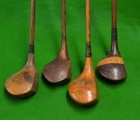 4x large woods incl 3x fairway woods James Braid Signature pear shaped brassie, Geo Sharman
