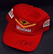 Heinz-Harald Frentzen Signed Formula One 1998 Cap Winfield, Sonax red cap, adult size, signed in