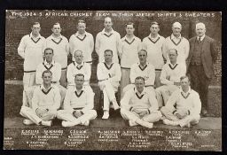 1924 South Africa Cricket team photograph postcard - issued by 