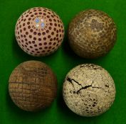 3x various early 1900 golf balls to incl Spalding Midget re-painted, mesh pattern rubber practice