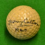 Henry Cotton (3x Open Golf Champion) rare signed and dated Spalding Top Flite golf ball - used,