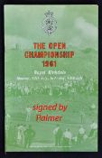 Rare 1961 Open Golf Championship programme signed by the winner Arnold Palmer - played at Royal