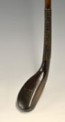 Late McEwan longnose dark stained beech wood putter c. 1895 fitted with period polished leather grip