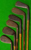 6 interesting irons to include James Braid Walton Heath mashie niblick, Wm Gibson & Co Kinghorn