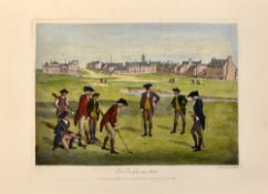 Selection of golf artwork and prints to incl original acrylic painting of Donald Duck playing golf