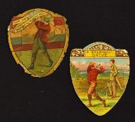 2x scarce J Baines Bradford trade cards featuring golf c.1890's - one titled 
