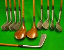 Scarce set of 11x Palakona woods and irons - comprising a Driver and Spoon stamped Hoylake to the