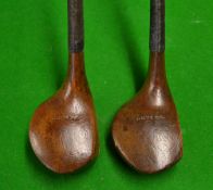 2x Wm Park small scare neck persimmon woods incl a driver and a brassie - one with makers shaft