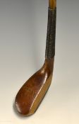 R Forgan St Andrews stained persimmon late longnose putter - fitted with the St Andrews bowed