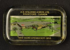 An early A G Spalding & Bros Ltd heavy glass paper weight - showing the 