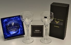 Japanese Golf Association gift comprising pair of Hoya Crystal Wine Glasses - 7