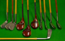 Fine set of Walter Hagen signature matching woods, irons and putter - to incl 2x professionally