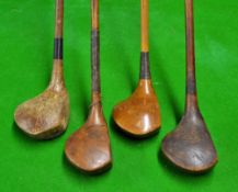 4x woods incl Anderson St Andrews Dreadnought Junior brassie, Anderson Nairn spliced neck brassie, a