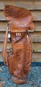 Fine Leather tooled tour size golf club bag- c/w matching travel hood - beautifully tooled with rose