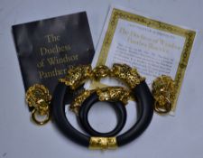 Franklin Mint The Duchess of Windsor Panther Bracelet, Earrings and Pin Set plated in 22carat