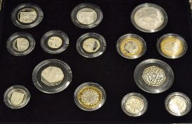 2011 The United Kingdom Silver Proof Coin Set consisting of £5, 3x £2 (with fine gold plate), 3x £1,