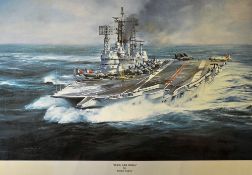 H.M.S. Ark Royal Colour Print by Robert Taylor published 1978, measures 44x 50cm approx.