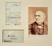 Scarce Autographed Letter by The Rt Hon W G Gladstone: Autographed letter and envelope mounted