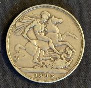 1893 LVI Queen Victoria British Silver Widow Head Crown Coin in A/G condition, unboxed
