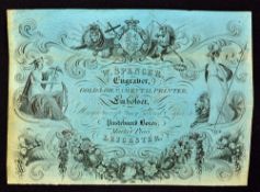 c. 1830-40s Leicester Advertisement ' W. Spencer Engraver Gold & Ornamental Printer' in Market