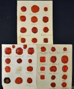 Selection of Wax Seal Impressions predominantly Irish, Royal Coat of Arms etc. 3 pages with 40 in