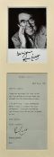 Autographed Letter and Photograph Ronnie Corbett: Mounted with photograph f & g 47 x 22cm