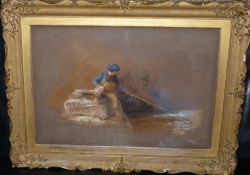 PAINTING; John Henry Mole, (Alnwick) 1814-1886, The Young Angler, original water colour & body