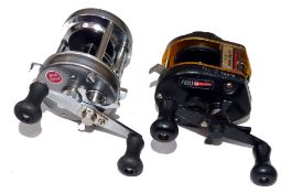 REELS: (2) Abu Ambassadeur 6500 High-Speed multiplier reel, silver grey finish, level wind, free