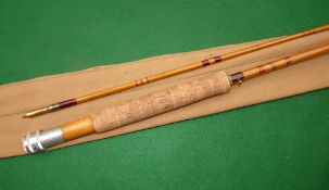 ROD: Eggington & Son, Merton, London 9' 2 piece split cane trout fly rod, fine condition, burgundy