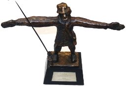 TROPHY: Bronze Abu Dealer trophy, the fisherman standing with out stretched arms, 15